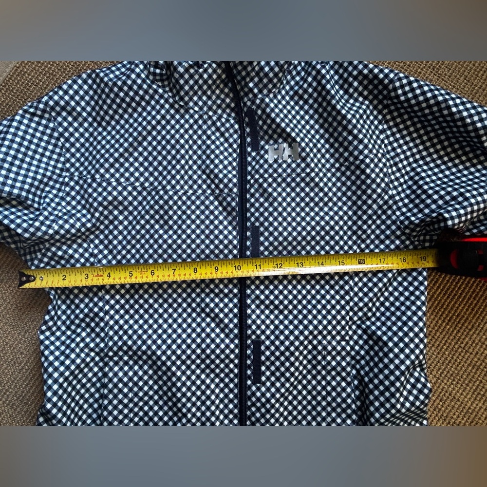 Helly Hansen Navy & White Patterned Hooded Lightweight Packable Raincoat Size XS - Picture 6 of 6
